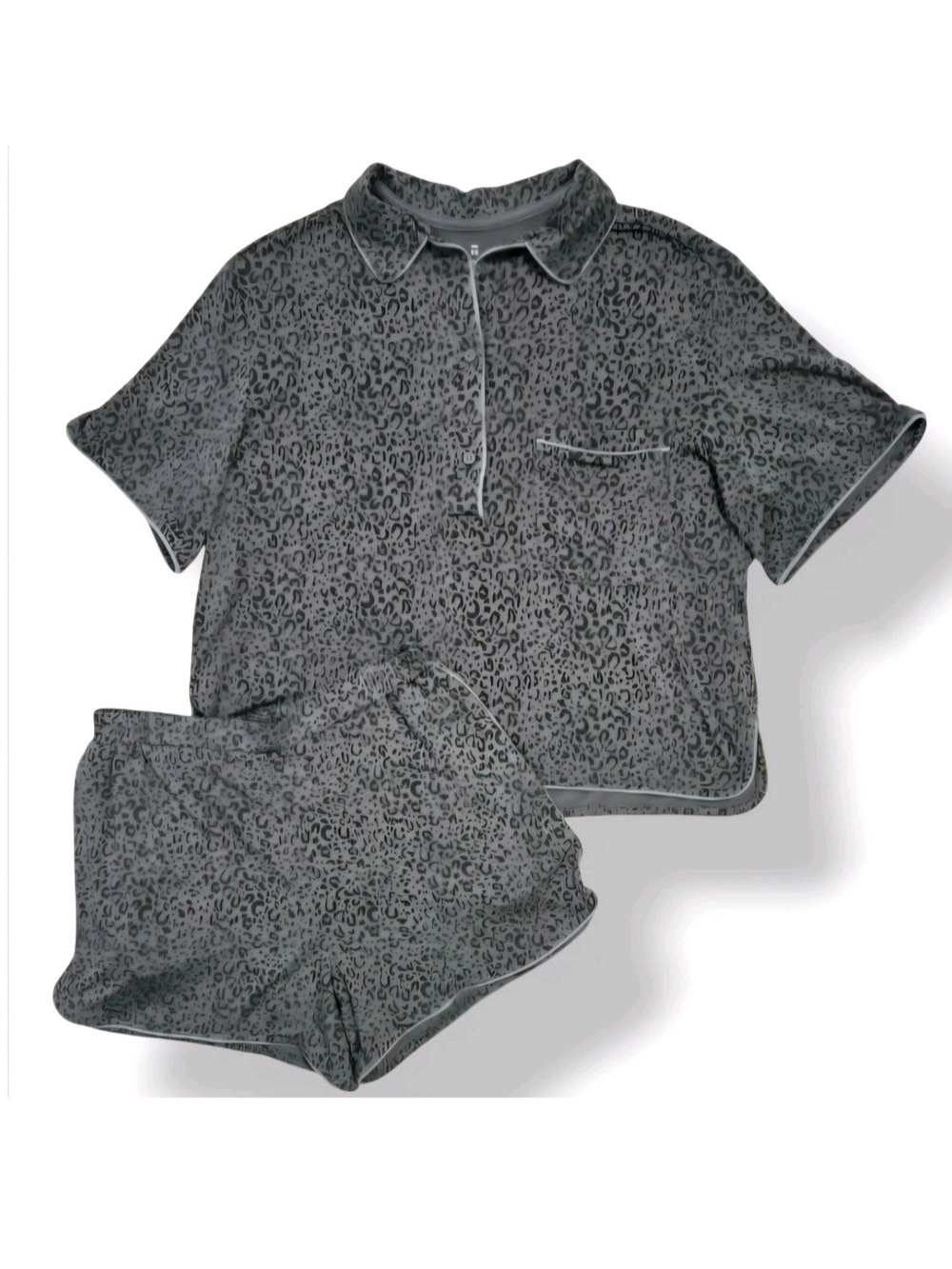 Tommy John 2pc Downtime Pajama Set Shorts & Top Asphalt Simple Leopard Small